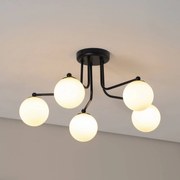 SOLLUX LIGHTING Plafoniera Astral, nera, lunghezza 64 cm, acciaio/vetro