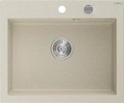 Mexen Elix lavello in granito a 1 vasca 600 x 500 mm, beige, sifone cromato - 6525601005-69