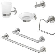 Set accessori a muro 6 pezzi in acciaio inox satinato e viti incluse   Galassia