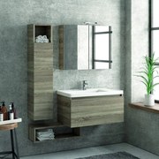 Kamalu - composizione bagno sospesa 80cm composta da mobile colonna specchio e pensile