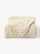 Coperta in cotone plissettato con frange Artemis