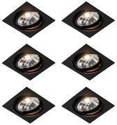 Set di 6 faretti orientabili a incasso quadrati neri - Chuck 111
