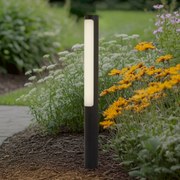 Lucande Lampione a LED Tuberia, grigio scuro, alluminio, altezza 80 cm