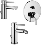 Paffoni stick set miscelatori lavabo bidet con scarico automatico e doccia 2 uscite con deviatore a pulsante cromo