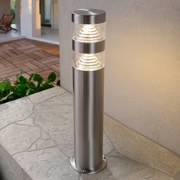 Lindby Lampioncino LED Lanea, 40 cm, grigio, acciaio inox, IP44