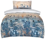 Biancheria da letto blu/beige in raso di cotone per letto singolo 140x200 cm Herbal – My House