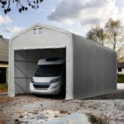 TOOLPORT 5x10m tenda garage 4m, PRIMEtex 2300, grigio, con statica (sottofondo in terra) - (99424)