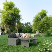 Salotto da giardino Davos NATERIAL antracite con cuscini in poliestere grigio per 6 persone