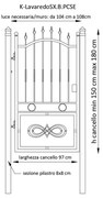 Cancello manuale Lavaredo in ferro, apertura centrale, L 104.5 x 189.5 cm, di colore bianco