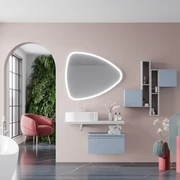 Mobile Bagno Sospeso 100 Cm Un Cassetto Specchio Con Illuminazione Led Savini Due "Linea"