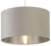 Sospensione Contemporanea Tamburo Acciaio Grigio Velluto Grigio 1 Luce D38Cm