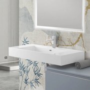 Lavabo sospeso in resina 120 cm bianco lucido   Flute