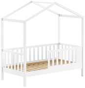 Letto da bambini a forma di casa bianco in pino massiccio con rete inclusa 70x140 cm DALLAS – Vipack