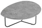 Tavolino sagomato con piano in legno effetto Cemento e base in metallo OYA
