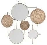 Decorazione da Parete DKD Home Decor Specchio Naturale Metallo Marrone Rame Fibra (72 x 3,5 x 74 cm)