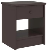 Comodino marrone scuro 35x30x40 cm in legno massello di pino