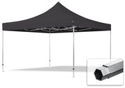 TOOLPORT 4x4m gazebo pieghevole PVC ignifugo, PROFESSIONAL alluminio, nero - (59078)