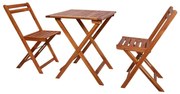 Set Da Bistrot 3 Pz Pieghevole İn Legno Massello Di Acacia /