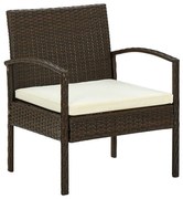 Sedia da giardino con cuscino in polyrattan marrone