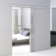 Porta scorrevole reversibile Trasparente Cristal in inox trasparente, L 76 x H 215 cm, con binario Atena