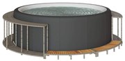Bordo Per Vasca Spa Con Portaoggetti&gradino Polyrattan Grigio /