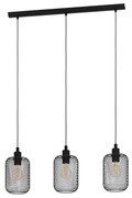 Lampadario Industrial Wrington 3 Luci Acciaio Nero