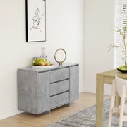 Credenza con 3 cassetti grigio cemento 120x41x75 cm truciolato