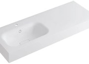 Lavabo integrale rettangolare vasca a sinistra L 120.5 x H 15 x P 46 cm in resina bianco