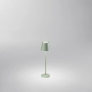 Lampada Tavolo Esterno Mini Diva Contemporanea Alluminio Salvia Led Luce Calda