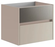 Mobile da bagno sotto lavabo Niwa sabbia frontale in vetro grigio laccato opaco L 59.5 x H 50 x P 45.5 cm 2 cassetti, lavabo non incluso