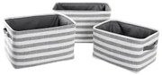 Set di Cestini DKD Home Decor Grigio Righe Cotone (42 x 32 x 25 cm) (3 Pezzi)