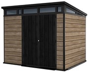 Casetta da giardino KETER Ashwood Pent 9x7 in polipropilene legno con porta doppio battente, superficie interna 5.3 m² e spessore parete 20 mm