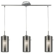 Duo ii 3lt bar pendant - argento satinato e vetro fumé