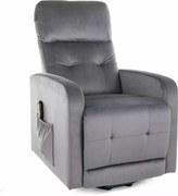 Poltrona reclinabile Otus II Velvet grigio – 66x92–144x100 cm