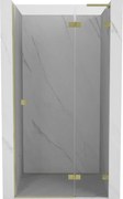 Mexen Lunar L porta doccia a battente destra 80 cm, trasparente, oro spazzolato - 834L-080-000-55-00-P