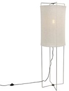 Lampada da terra design acciaio paralume lino beige - RICH