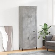 Credenza grigio cemento 69,5x34x180 cm in legno multistrato