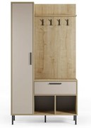 Set da ingresso effetto rovere con decoro crema-naturale 108x195x35 cm Heidy - Marckeric