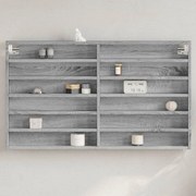 Armadietto vetrina grigio sonoma 100x8,5x58cm legno multistrato