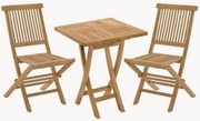 Set da giardino pieghevole in legno di teak Fun, set da 3