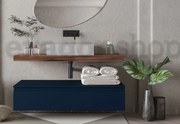 Mobile bagno tabacco blu opaco 120x50 Oasy un cassetto con top e lavabo rettangolare da appoggio