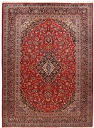 Kashan Tappeto 380x280 Rosso (Iran) Annodato A Mano