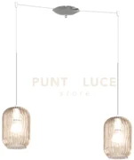 Sospensione cromo 2 luci spostabile vetri ambra 1181cr-s2 s-am