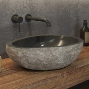 Lavabo in pietra di fiume grigia diametro 50-55 cm | Litos-River5 - KAMALU