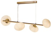 Lampadario Contemporaneo Ciottolo Acciaio Ottone Vetro Bianco 4 Luci G9