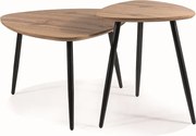 Set di 2 Tavolini da caffè Twin in rovere castagno/nero