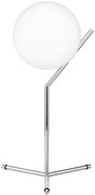 Flos IC Lights Table 1 High Lampada da tavolo H.53 cm a luce diffusa in vetro opalino bianco e acciaio Cromo