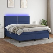 Letto a molle con materasso e led blu 160x200 cm in tessuto