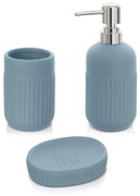 Accessori bagno da appoggio in set 3 pezzi in ceramica colore turchese cobalto Cup