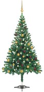 Albero di Natale Preilluminato con Palline 180-210 cm 564-910 Rami, Albero di Natale Preilluminato Palline Bianco 210 cm 910 Rami V